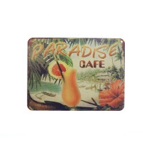Magnet déco en métal Paradise Cafe 6x8